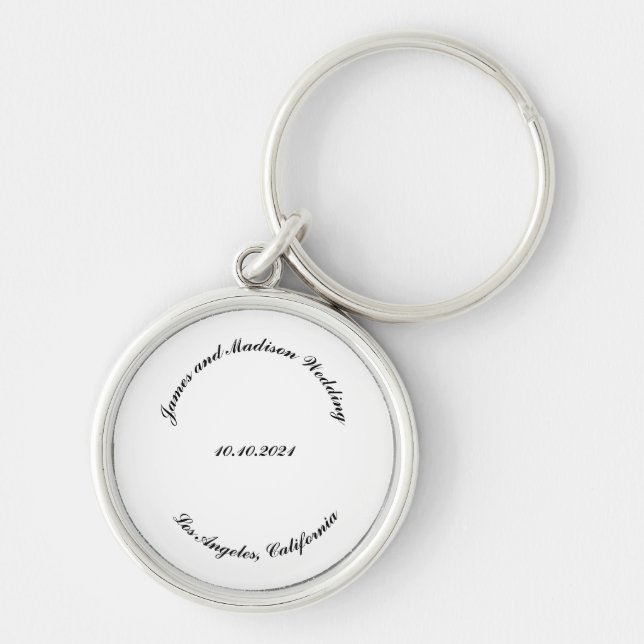 Porte-clés Élégant script personnalisé Nom date mariage faveu (Devant)