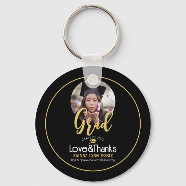 Porte-clés Élégant simple Graduation or Casquette Merci Scrip (Recto)