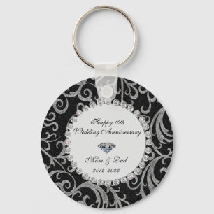 Porte-clés Élégant tourbillons Diamants 10e anniversaire Mari