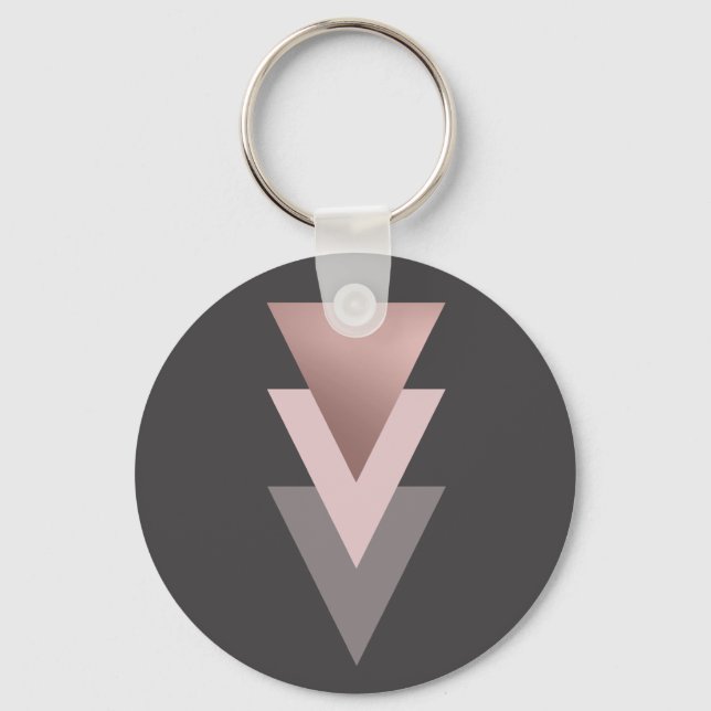 Porte-clés élégant triangle géométrique rose en or clair (Recto)