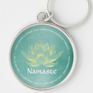 Porte-clés Élégant Turquoise Gold Lotus YOGA instructeur de m