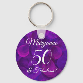Porte-clés Elégant violet 50 & Fabuleux fête d'anniversaire F