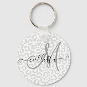 Porte-clés Elegant White Gray Leopard Cheetah Animal Print