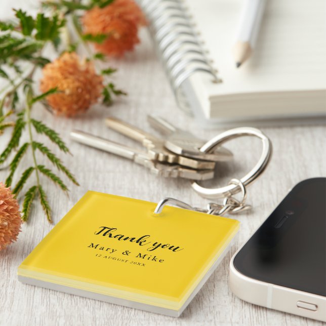 Porte-clés Elegant Yellow Thank You Keychain Gift Idea (Devant Droit)