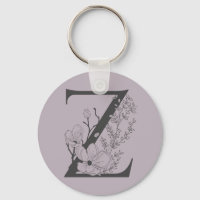 Élégant Z Boho Floral Monogramme initial Lilac Gre