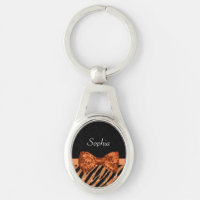 Élégant Zèbre orange Imprimer FAUX Glitz Bow et no
