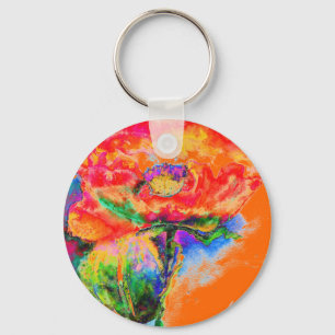 Porte-clés Elégante aquarelle rouge florale