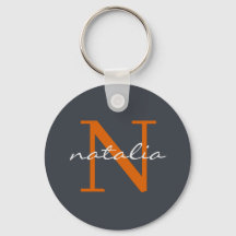Élégante ardoise foncée avec orange monogramme