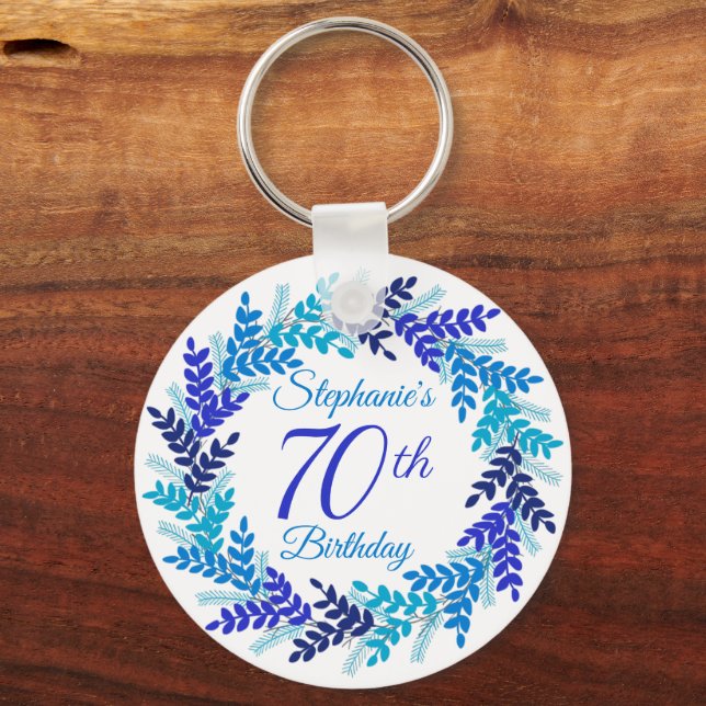 Porte-clés Élégante couronne bleue 70e anniversaire Porte - c (Recto)