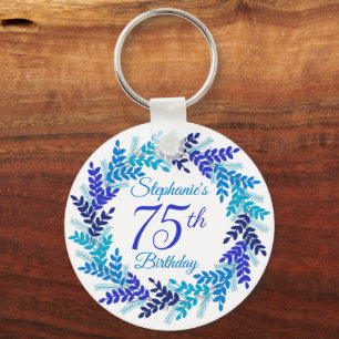 Porte-clés Élégante couronne bleue 75e anniversaire