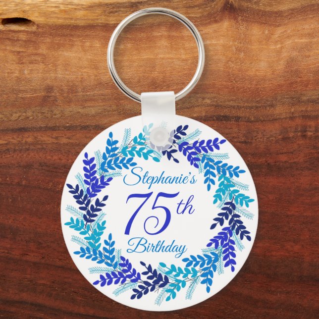 Porte-clés Élégante couronne bleue 75e anniversaire (Recto)