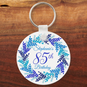 Porte-clés Elégante couronne bleue 85e anniversaire