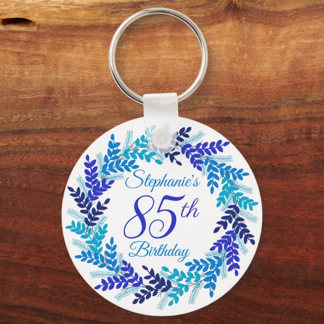Porte-clés Elégante couronne bleue 85e anniversaire (Recto)