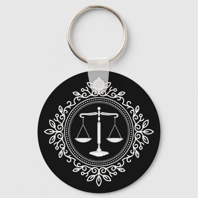 Porte-clés Élégante échelle blanche noire de la justice (Recto)