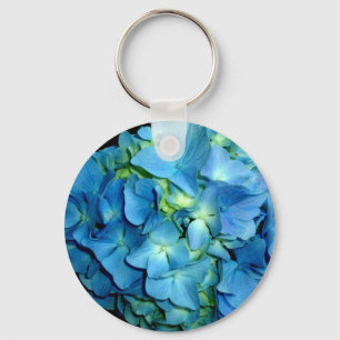 Porte-clés Elégante hydrangée fleurie bleue