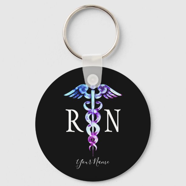 Porte-clés Élégante infirmière inscrite Purple Blue Personnal (Recto)