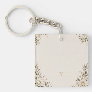 Porte-clés Élégante invitation de mariage en ivoire avec cham
