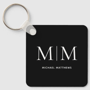 Porte-clés Elégante Masculine noire Nom du monogramme person