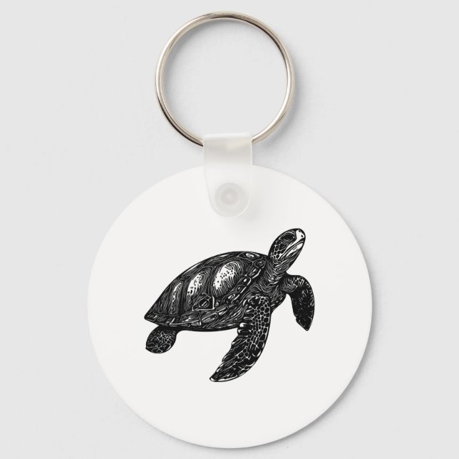 Porte-clés Élégante Nage Vielle tortue d'eau Copier (Recto)