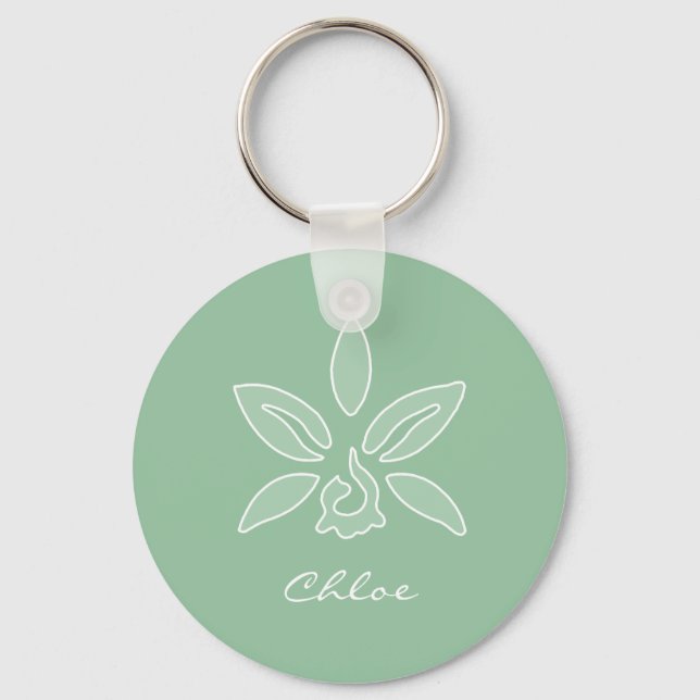 Porte-clés Elégante orchidée Simple printemps vert fleur et n (Recto)