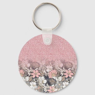Porte-clés Élégante Parties scintillant dorée rose floral Gra