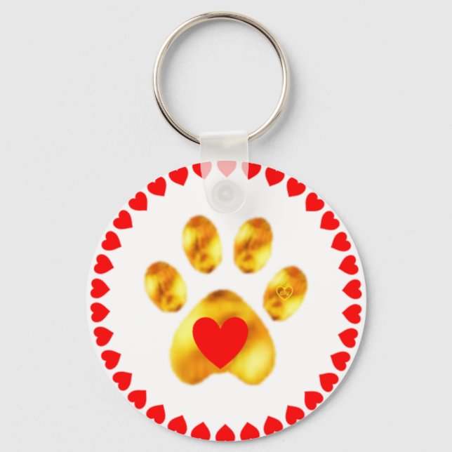Porte-clés Élégante patte dorée avec les coeurs (Recto)