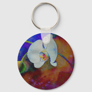 Porte-clés Elégante peinture à l'aquarelle d'orchidée de saum