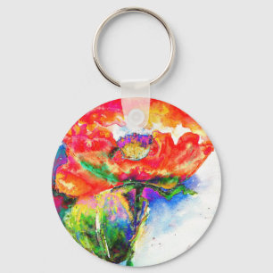 Porte-clés Elégante peinture abstraite à l'aquarelle rouge