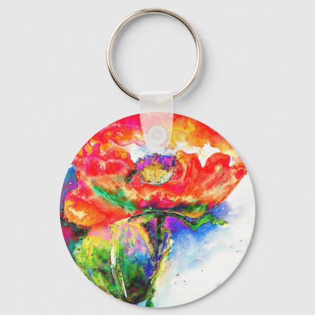 Porte-clés Elégante peinture abstraite à l'aquarelle rouge (Recto)