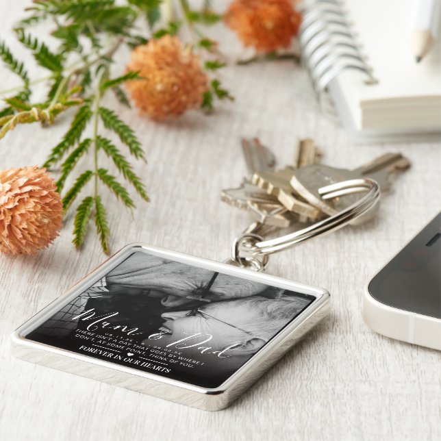 Porte-clés Élégante photo commémorative | Maman & Papa (Côté)