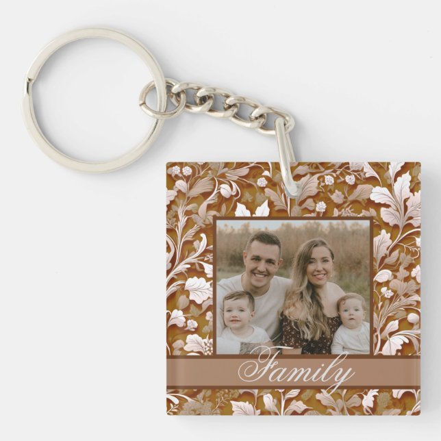 Porte-clés Élégante vintage terre cuite boho fleurie (Devant)