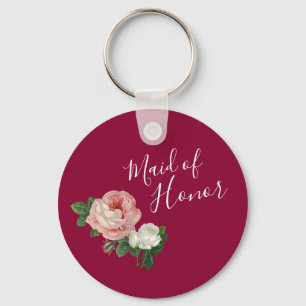 Porte-clés Élégantes fleurs modernes rose roses servante d'