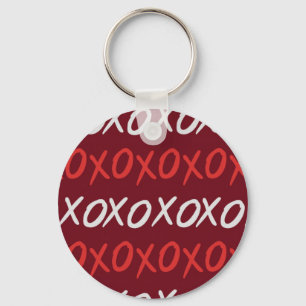 Porte-clés Élégants baisers et câlins XOXO bordeaux