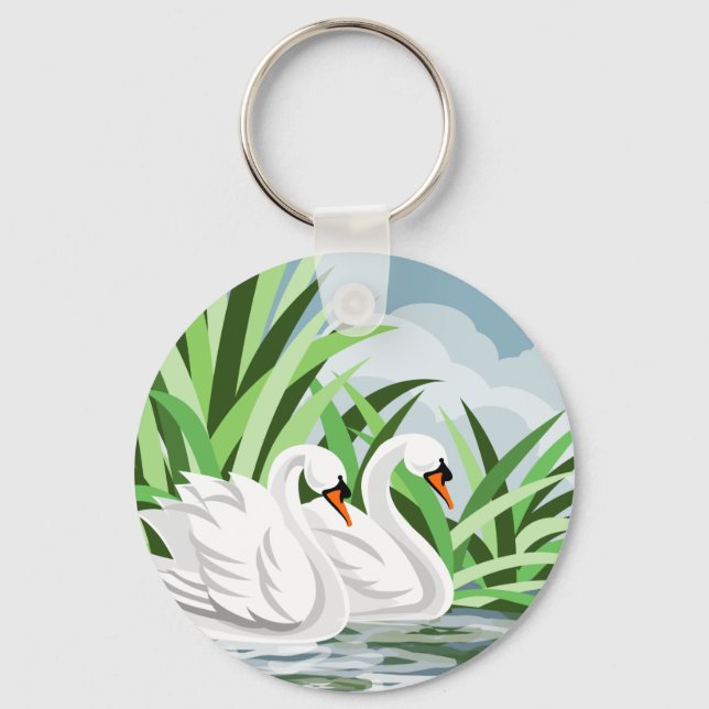 Porte-clés Élégants cygnes blancs (Recto)