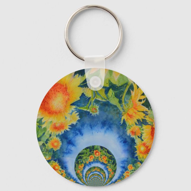 Porte-clés Élégants tournesols rétro bohèmes (Recto)
