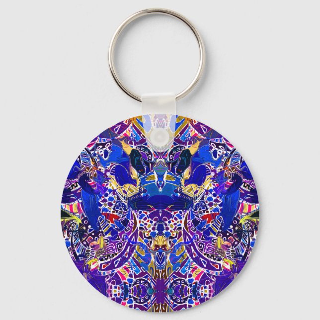 Porte-clés Éléments abstraits bleus mignons (Recto)