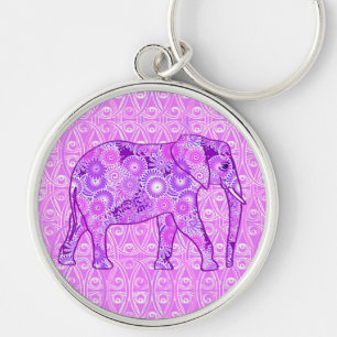 Porte-clés Éléphale tourbillon fractal - violet et orchidée