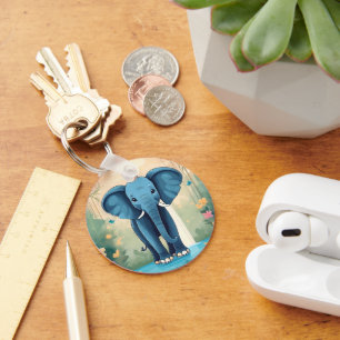 Porte-clés Eléphant Bébé Bleu Whimsical,