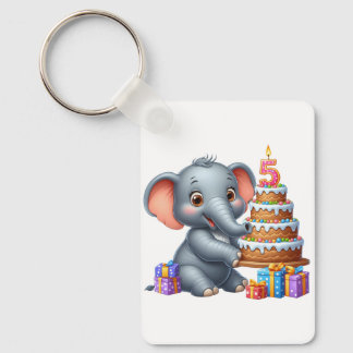 Porte-clés Éléphant Mignon 5ème Anniversaire