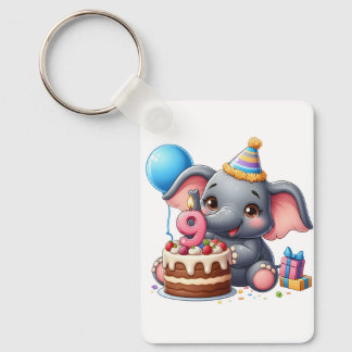 Porte-clés Éléphant Mignon 9e Anniversaire