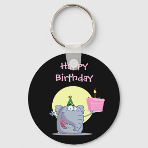 Porte-clés Éléphant mignon avec le gâteau d'anniversaire