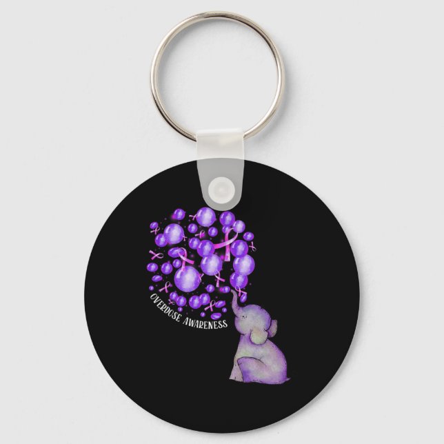 Porte-clés Eléphant Poussant Des Lons Violets Surdose (Recto)