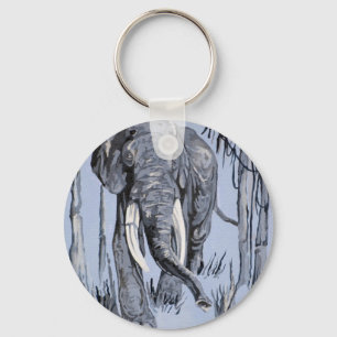 Porte-clés Elephant Strolling Through Wooded Savanna In Blue