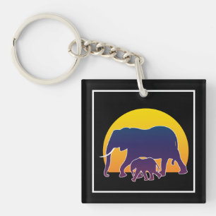 Porte-clés Eléphants couchés de soleil
