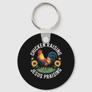 Porte-clés Élevage de poulets &amp; Jésus Louer les femmes Ca