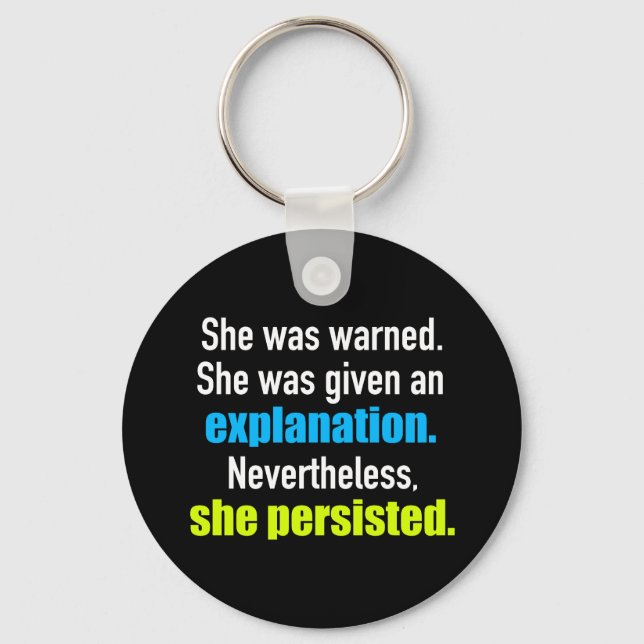 Porte-clés Elle Persista Elizabeth Warren (Recto)