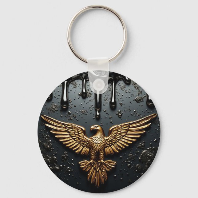 Porte-clés Emblème d'aigle doré aux ailes déployées (Recto)