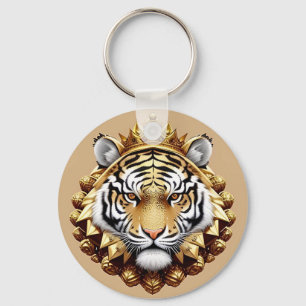 Porte-clés Emblème de crête de tigre doré