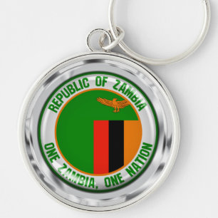 Porte-clés Emblème de la Zambie ronde