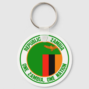Porte-clés Emblème de la Zambie ronde
